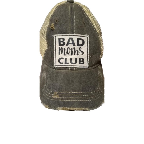 "Bad Moms Club" Distressed Baseball Cap Black Snapback  NWOT Retail $28 - Picture 1 of 3